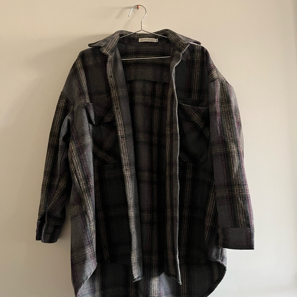 Plaid Wool Blend Shacket
